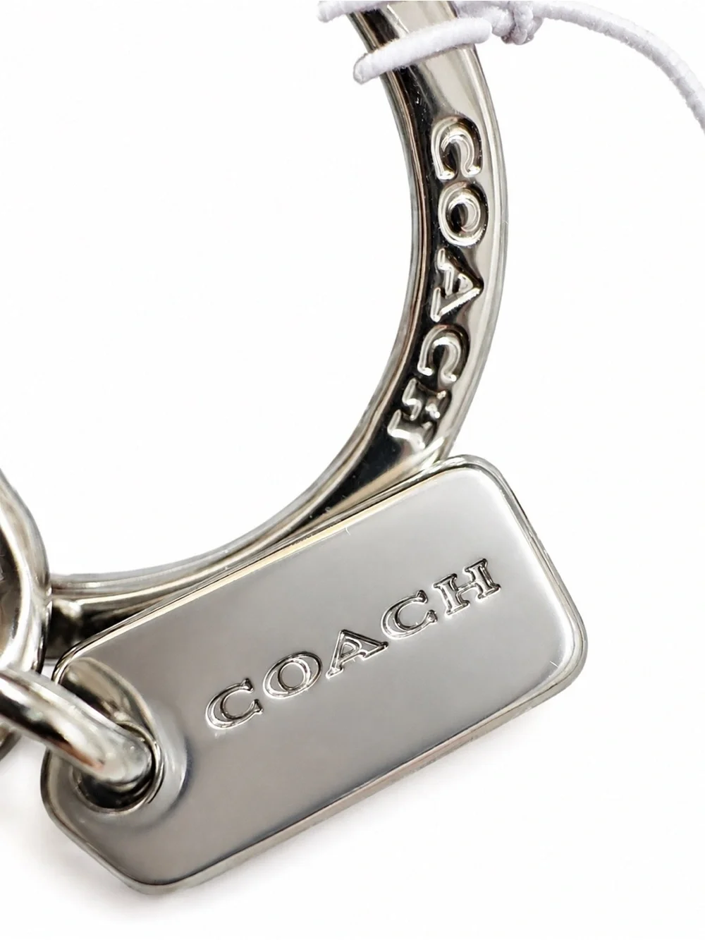 NWT COACH Padlock Bag Charm Keychain Silver White